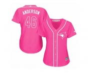 Women Majestic Toronto Blue Jays #46 Brett Anderson Replica Pink Fashion Cool Base MLB Jersey