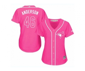 Women Majestic Toronto Blue Jays #46 Brett Anderson Replica Pink Fashion Cool Base MLB Jersey