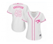 Women Majestic Toronto Blue Jays #46 Brett Anderson Replica White Fashion Cool Base MLB Jersey