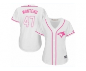 Women Majestic Toronto Blue Jays #47 Miguel Montero Authentic White Fashion Cool Base MLB Jersey