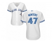 Women Majestic Toronto Blue Jays #47 Miguel Montero Authentic White Home MLB Jersey