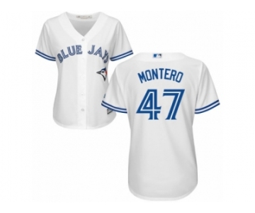 Women Majestic Toronto Blue Jays #47 Miguel Montero Authentic White Home MLB Jersey