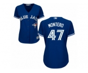 Women Majestic Toronto Blue Jays #47 Miguel Montero Replica Blue Alternate MLB Jersey