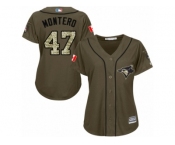 Women Majestic Toronto Blue Jays #47 Miguel Montero Replica Green Salute to Service MLB Jersey