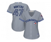 Women Majestic Toronto Blue Jays #47 Miguel Montero Replica Grey Road MLB Jersey