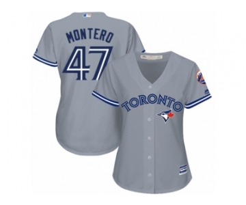 Women Majestic Toronto Blue Jays #47 Miguel Montero Replica Grey Road MLB Jersey