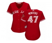 Women Majestic Toronto Blue Jays #47 Miguel Montero Replica Scarlet Alternate MLB Jersey