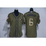 Women Majestic Toronto Blue Jays #6 Marcus Stroman Authentic Green Salute to Service MLB Jersey