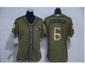 Women Majestic Toronto Blue Jays #6 Marcus Stroman Authentic Green Salute to Service MLB Jersey