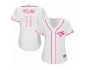 Women's Majestic Toronto Blue Jays #11 Kevin Pillar Replica White Fashion Cool Base MLB Jersey