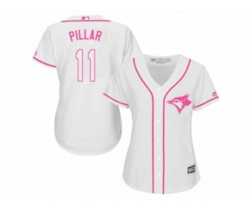 Women's Majestic Toronto Blue Jays #11 Kevin Pillar Replica White Fashion Cool Base MLB Jersey