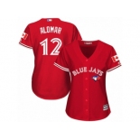 Women's Majestic Toronto Blue Jays #12 Roberto Alomar Authentic Red Canada Day MLB Jersey