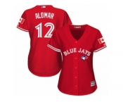 Women's Majestic Toronto Blue Jays #12 Roberto Alomar Authentic Red Canada Day MLB Jersey