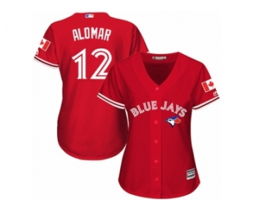 Women's Majestic Toronto Blue Jays #12 Roberto Alomar Authentic Red Canada Day MLB Jersey