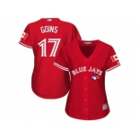 Women's Majestic Toronto Blue Jays #17 Ryan Goins Authentic Red Canada Day MLB Jersey