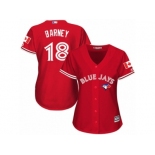 Women's Majestic Toronto Blue Jays #18 Darwin Barney Authentic Red Canada Day MLB Jersey