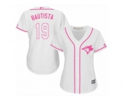 Women's Majestic Toronto Blue Jays #19 Jose Bautista Replica White Fashion Cool Base MLB Jersey