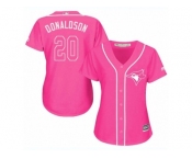 Women's Majestic Toronto Blue Jays #20 Josh Donaldson Replica Pink Fashion Cool Base MLB Jersey