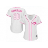 Women's Majestic Toronto Blue Jays #20 Josh Donaldson Replica White Fashion Cool Base MLB Jersey