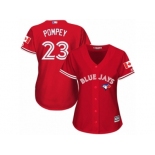 Women's Majestic Toronto Blue Jays #23 Dalton Pompey Authentic Red Canada Day MLB Jersey