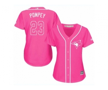 Women's Majestic Toronto Blue Jays #23 Dalton Pompey Replica Pink Fashion Cool Base MLB Jersey