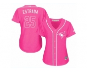 Women's Majestic Toronto Blue Jays #25 Marco Estrada Replica Pink Fashion Cool Base MLB Jersey