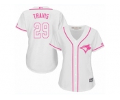 Women's Majestic Toronto Blue Jays #29 Devon Travis Replica White Fashion Cool Base MLB Jersey