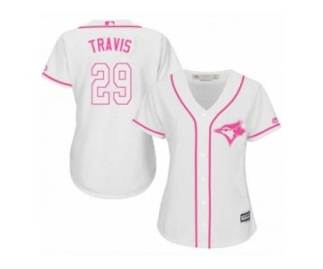 Women's Majestic Toronto Blue Jays #29 Devon Travis Replica White Fashion Cool Base MLB Jersey