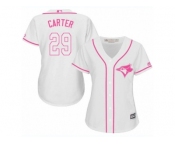 Women's Majestic Toronto Blue Jays #29 Joe Carter Replica White Fashion Cool Base MLB Jersey