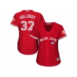 Women's Majestic Toronto Blue Jays #32 Roy Halladay Authentic Red Canada Day MLB Jersey