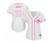 Women's Majestic Toronto Blue Jays #33 J.A. Happ Replica White Fashion Cool Base MLB Jersey