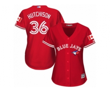 Women's Majestic Toronto Blue Jays #36 Drew Hutchison Authentic Red Canada Day MLB Jersey