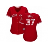 Women's Majestic Toronto Blue Jays #37 Jason Grilli Authentic Red Canada Day MLB Jersey