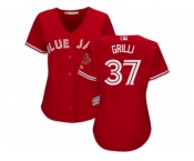 Women's Majestic Toronto Blue Jays #37 Jason Grilli Authentic Red Canada Day MLB Jersey