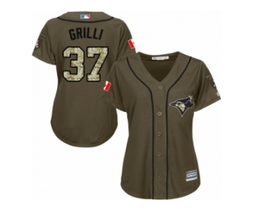 Women's Majestic Toronto Blue Jays #37 Jason Grilli Replica Green Salute to Service MLB Jersey