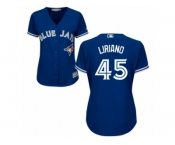 Women's Majestic Toronto Blue Jays #45 Francisco Liriano Authentic Blue Alternate MLB Jersey