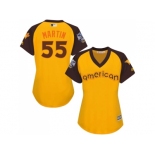 Women's Majestic Toronto Blue Jays #55 Russell Martin Authentic Yellow 2016 All-Star American League BP Cool Base MLB Jersey