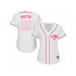 Women's Majestic Toronto Blue Jays #55 Russell Martin Replica White Fashion Cool Base MLB Jersey