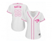 Women's Majestic Toronto Blue Jays #55 Russell Martin Replica White Fashion Cool Base MLB Jersey