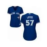 Women's Majestic Toronto Blue Jays #57 Mat Latos Authentic Blue Alternate MLB Jersey