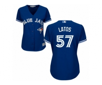 Women's Majestic Toronto Blue Jays #57 Mat Latos Authentic Blue Alternate MLB Jersey