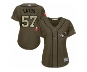 Women's Majestic Toronto Blue Jays #57 Mat Latos Replica Green Salute to Service MLB Jersey