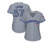 Women's Majestic Toronto Blue Jays #57 Mat Latos Replica Grey Road MLB Jersey