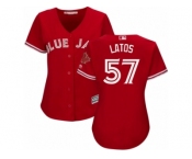 Women's Majestic Toronto Blue Jays #57 Mat Latos Replica Red Canada Day MLB Jersey