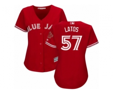 Women's Majestic Toronto Blue Jays #57 Mat Latos Replica Red Canada Day MLB Jersey