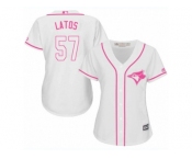 Women's Majestic Toronto Blue Jays #57 Mat Latos Replica White Fashion Cool Base MLB Jersey