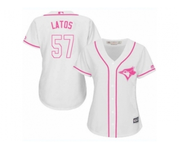 Women's Majestic Toronto Blue Jays #57 Mat Latos Replica White Fashion Cool Base MLB Jersey