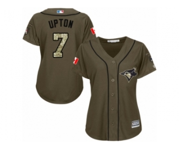 Women's Majestic Toronto Blue Jays #7 B.J. Upton Authentic Green Salute to Service MLB Jersey