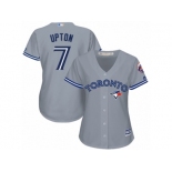 Women's Majestic Toronto Blue Jays #7 B.J. Upton Replica Grey Road MLB Jersey