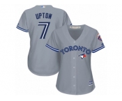 Women's Majestic Toronto Blue Jays #7 B.J. Upton Replica Grey Road MLB Jersey